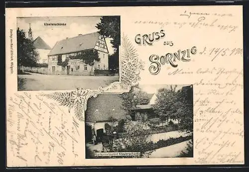 AK Sornzig, Gasthaus Klosterschänke, Gartenrestaurant