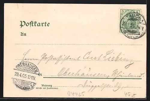 Lithographie Taucha, Strassenpartie mit Schützenhaus, Rathaus