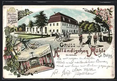 Lithographie Gross Dölzig, Gasthaus zur Holländischen Mühle, Innenansicht