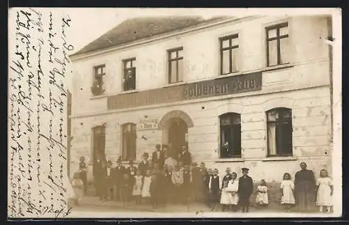 Foto-AK Grossdölzig /Schkeuditz, Gasthof zur Goldenen Aue, Inh. Julius Rosch, 1911