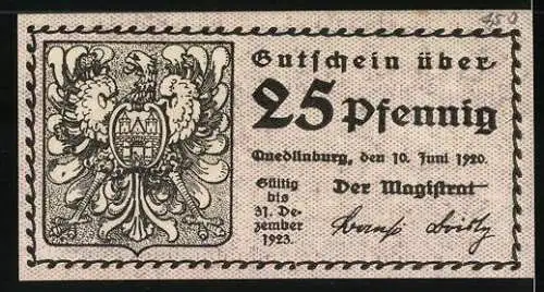 Notgeld Quedlinburg 1920, 25 Pfennig, Wappen