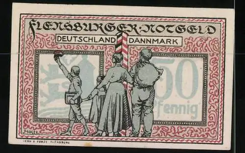 Notgeld Flensburg 1920, Familie an der Grenze Deutschland-Dänemark