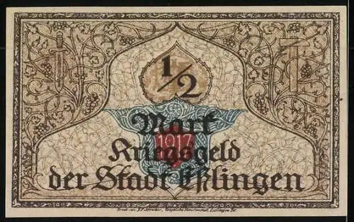 Notgeld Esslingen 1921, 50 Pfennig, Stadtansicht