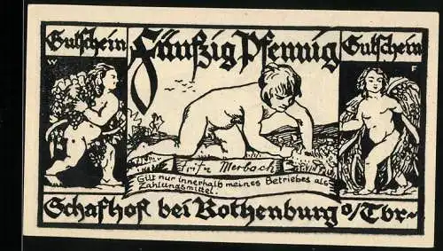 Notgeld Rothenburg o. d. T., 50 Pfennig, Schutzpatron St. Wolfgang, Schafhof