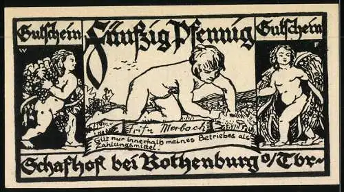 Notgeld Rothenburg o. d. T., 50 Pfennig, Heimkehr zum Schafhof