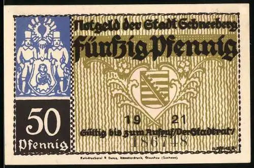 Notgeld Schneeberg 1921, 50 Pfennig, Wappen und Anhang