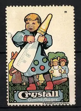 Reklamemarke Crystall Gummi-Sauger, Kinder mit Trinkflasche