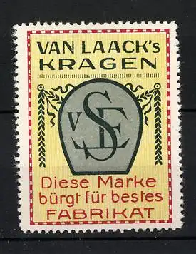 Reklamemarke Van Laack's Kragen, die Marke bürgt für bestes Fabrikat