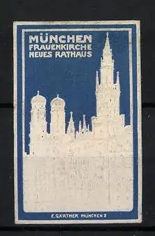 Präge-Reklamemarke München, Frauenkirche und Neues Rathaus