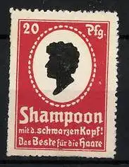 Reklamemarke Shampoon mit d. schwarzen Kopf, das Beste für die Haare, Silhouette eines Kopfes