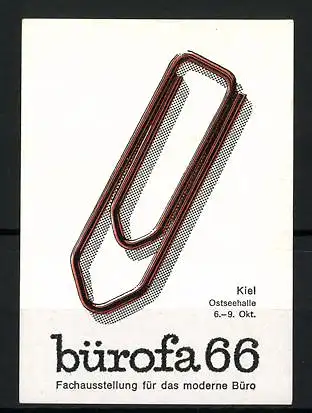 Reklamemarke Kiel, Fachausstellung für das moderne Büro bürofa 1966, Büroklammer