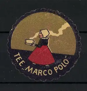 Reklamemarke Tee Marco Polo, Mädchen mit Teetasse