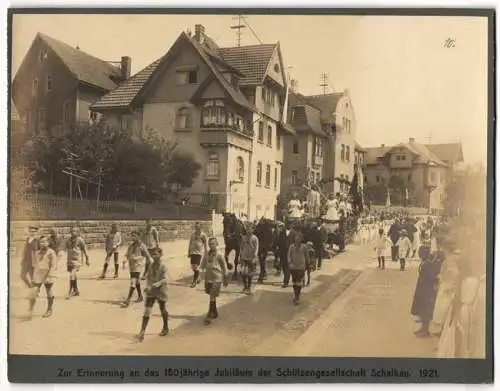 8 Fotografien unbekannter Fotograf, Ansicht Schalkau, Festumzug der Schützengesellschaft zum 180 jährigen Jubiläum 1921