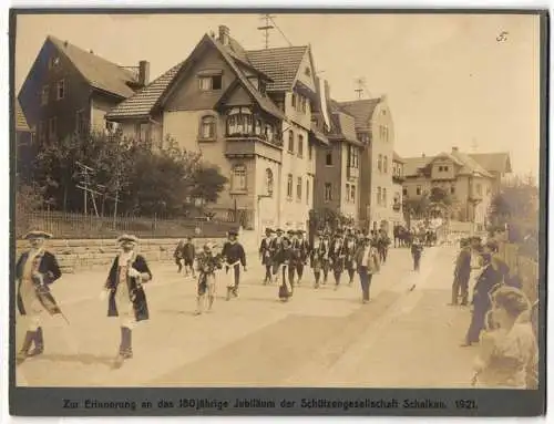 8 Fotografien unbekannter Fotograf, Ansicht Schalkau, Festumzug der Schützengesellschaft zum 180 jährigen Jubiläum 1921