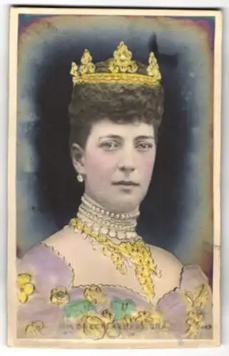 Relief-AK Alexandra, Königin von England mit Krone
