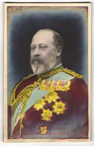 Relief-AK Edward VII., König von England in Uniform mit Orden