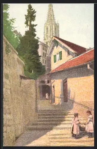 AK Bern, Die Fricktreppe, Treppenanlage die zur oberen Stadt führt