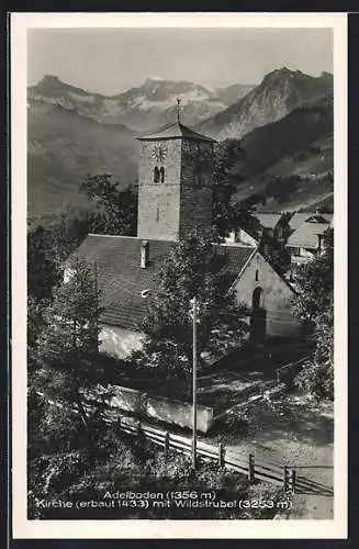 AK Adelboden, Kirche mit Wildstrubel