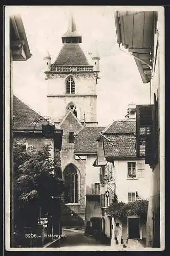 AK Estavayer, Strassenpartie mit Blick zur Kirche