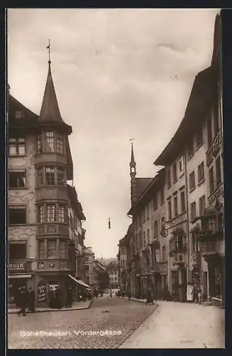 AK Schaffhausen, Strassenpartie in der Vordergasse, Hotel Schwanen