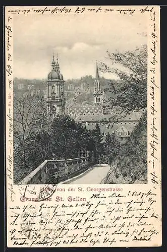 AK St. Gallen, Blick von der St. Georgenstrasse