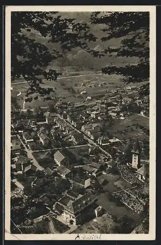 AK Meiringen, Ortsansicht mit Hospital aus der Vogelschau