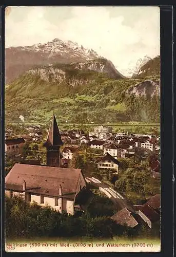 AK Meiringen, Ortschaft mit Wetterhorn