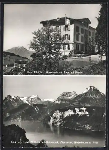 AK Morschach, Hotel Rütliblick mit Blick auf Pilatus