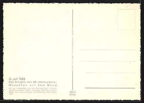 AK Erste Mondlandung 1969, Edwin Aldrin errichtet einen Laserreflektor