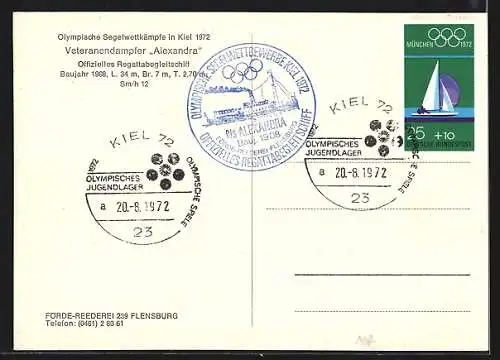 AK Vetranendampfer Alexandra, Regattabegleitschiff, Olympische Segelwettkämpfe 1972