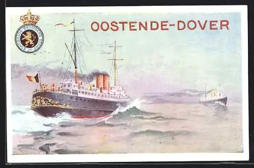 Künstler-AK Oostende-Dover Linie, Passagierschiff