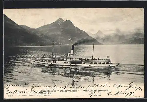 AK Dampfschiff Unterwalden auf dem Vierwaldstättersee