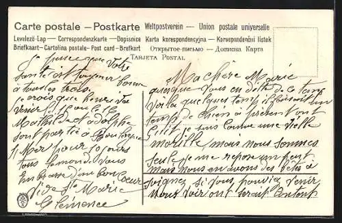 Lithographie Autofahrer behebt eine Reifenpanne