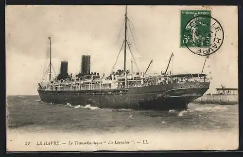 AK Le Havre, Le Transatlantique La Lorraine