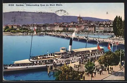 AK Genève, Débarcadère Quai du Mont Blanc, Dampfer Suisse