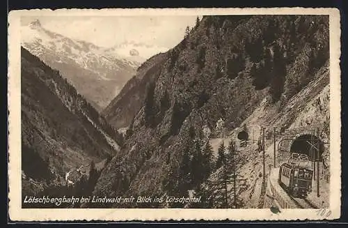AK Lindwald, Lötschbergbahn mit Blick ins Lötschental