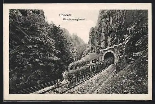 AK Höllental, Eisenbahn mit Hirschsprungtunnel
