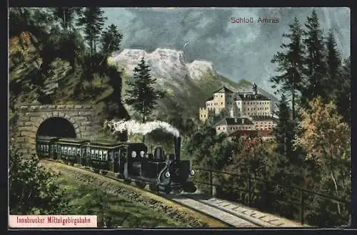AK Innsbruck, Innsbrucker Mittelgebirgsbahn und Schloss Amras