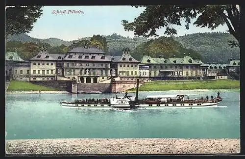 AK Dampfer Leitmeritz auf der Elbe vor Schloss Pillnitz