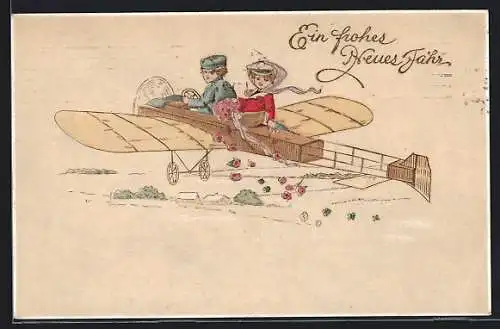 Künstler-AK Kinder in einem Flugzeug