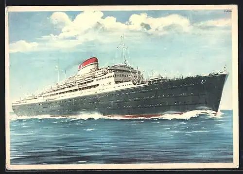 AK Passagierschiff Vulcania in voller Fahrt, Italia Società di Navigazione Genova