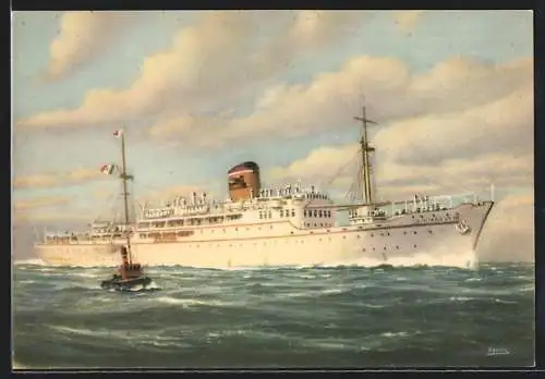 Künstler-AK Passagierschiff Enotria auf hoher See