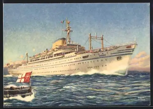 Künstler-AK Passagierschiff Victoria, Lloyd Triestino Trieste