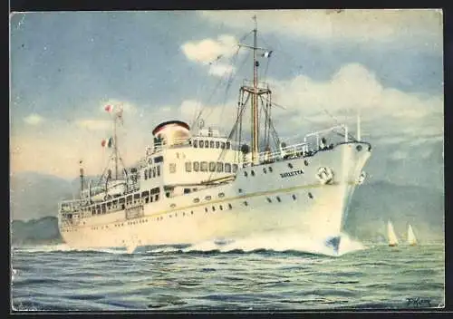 Künstler-AK Passagierschiff Barletta, Linea Trieste-Venezia-Dalmazia-Grecia