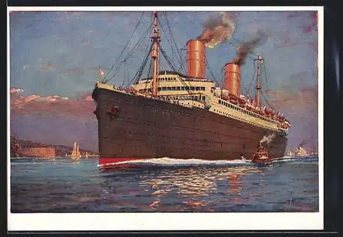 Künstler-AK Dampfer Columbus vor der Küste