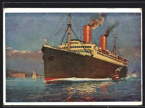 Künstler-AK Dampfer Columbus des Norddeutschen Lloyd