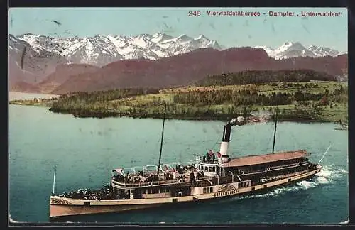 AK Dampfer Unterwalden auf dem Vierwaldstättersee