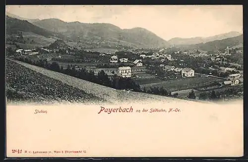 AK Payerbach /Südbahn, Gesamtansicht mit Bergpanorama