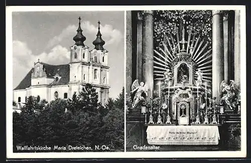 AK Maria Dreieichen, Wallfahrtskirche, mit Altar