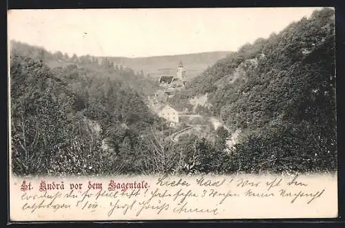 AK St. Andrä v. d. H., Teilansicht aus der Vogelschau
